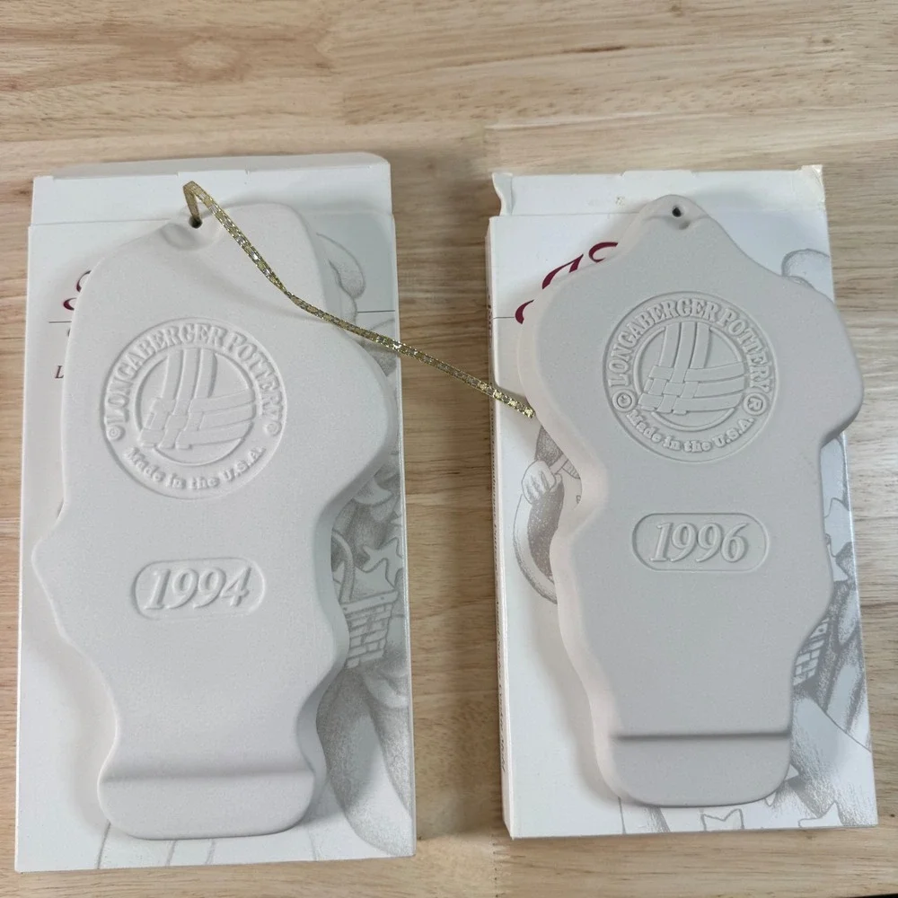 Vintage Longaberger Pottery Angel Series Christmas Hope & Joy Cookie Mold Set